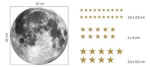 Originalna zidna naljepnica - mjesec i zlatne zvijezde 45 cm
