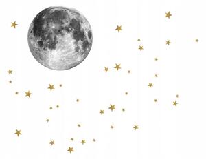 Originalna zidna naljepnica - mjesec i zlatne zvijezde 45 cm