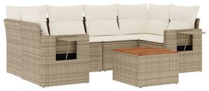 VidaXL 7-dijelni set vrtnih sofa od poliratana s jastucima bež