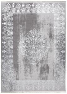 Moderan tepih u sivoj boji sa orijentalnim uzorkom u bijeloj boji Širina: 140 cm | Duljina: 200 cm