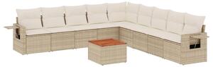VidaXL 10-dijelni set vrtnih sofa s jastucima bež od poliratana