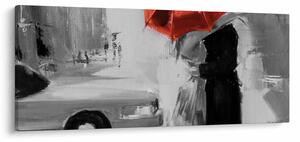 Slika - Zaljubljeni par ispod suncobrana, crvena (120x50 cm)