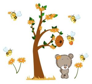 Slatka zidna naljepnica Tužni medo i pčele 100 x 200 cm