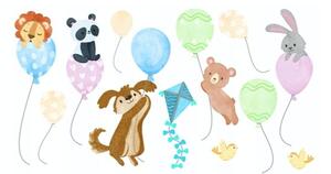 Vesela dječja zidna naljepnica Životinje na balonima 60 x 120 cm