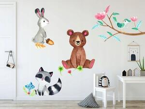 Raznobojna zidna naljepnica sa šumskim životinjama 60 x 120 cm