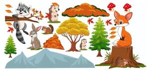Raznobojna dječja zidna naljepnica Sretne šumske životinje 60 x 120 cm