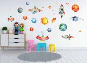 Raznobojna dječja zidna naljepnica s motivom svemira 80 x 160 cm