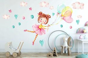 Dječja zidna naljepnica Djevojka s balonima 60 x 120 cm