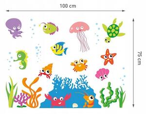Šarene naljepnice s printom podvodnog svijeta, 100 cm x 75 cm