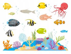 Zidne naljepnice s printom podvodnog svijeta, 100 cm x 75 cm