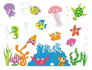 Šarene naljepnice s printom podvodnog svijeta, 100 cm x 75 cm