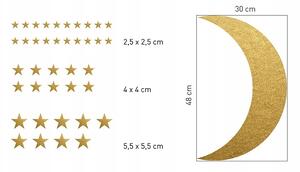 Zlatne zidne naljepnice s mjesecom i zvijezdama 39 kom
