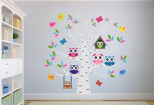 Preslatka naljepnica za dječju sobu - sove na drvetu 100 x 100 cm