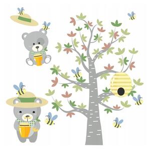 Kvalitetna dječja zidna naljepnica Medvjedi i pčele 80 x 160 cm