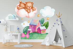 Zidna naljepnica za djecu sa čarobnom kućicom i medvjedićem 100 x 200 cm