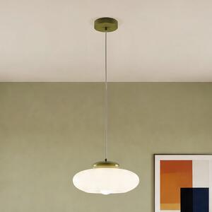 EGLO Lampica Berardelli, bijela/zelena, ravna, Ø 30 cm, staklo, prigušiva, Bijela, Dnevni boravak/blagovaonica, Staklo