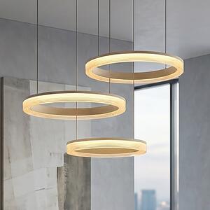Searchlight Lumen Rings 3-svjetiljkasta LED viseća lampa, pijesak, CCT, željezo, prigušiva, prigušiva, Bež, Dnevni boravak/blagovaonica, Metal