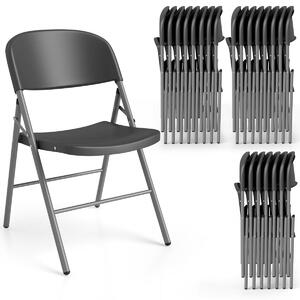 Set od 6 sklopivih stolica od metala i plastike, sklopiva stolica nosivosti 150 kg, stolice za goste, crne boje