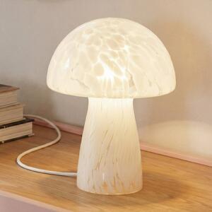 Lindby stolna lampa Hubi, bijela, staklo, Ø 22 cm, oblik gljive, Bijela, Dnevni boravak/blagovaonica, Staklo