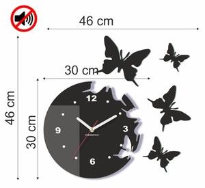 Moderni zidni sat s leptirima Tamno smeđa