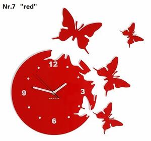 Moderni zidni sat s leptirima Crvena