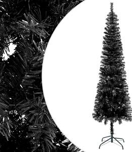 VidaXL Usko božićno drvce s LED svjetlima i kuglicama 210 cm crno
