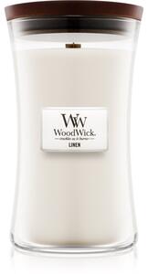 Woodwick Linen mirisna svijeća s drvenim fitiljem 609.5 g