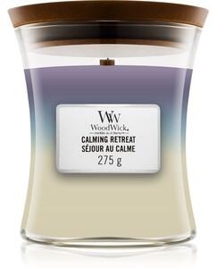 Woodwick Trilogy Calming Retreat mirisna svijeća s drvenim fitiljem 275 g