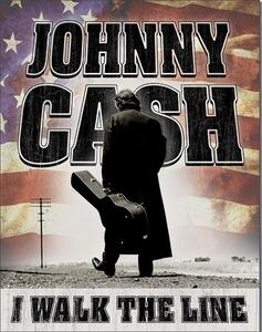 Metalni znak Johnny Cash - Walk the Line, (32 x 41 cm)