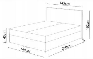 Zondo Bračni krevet Boxspring 140x200 cm Mimosa (s podnicom i madracem) (tamno siva + siva). 1007805