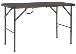 VidaXL Sklopivi vrtni stol smeđi 120 x 60 x 74 cm HDPE izgled ratana