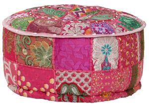 VidaXL Tabure s patchworkom okrugli pamučni 40 x 20 cm ružičasti