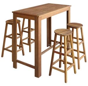 VidaXL 5-dijelni set barskih stolaca i stola od masivnog bagremovog drva