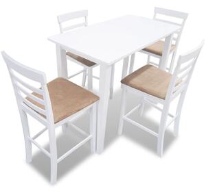VidaXL Bijeli drveni set barskog stola i 4 barske stolice