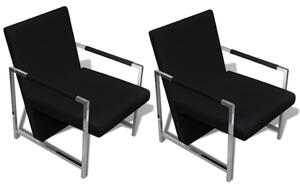 VidaXL Fotelje od umjetne kože s kromiranim okvirom 2 kom crne