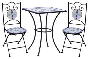 VidaXL 3-dijelni bistro set s keramičkim pločicama plavo-bijeli