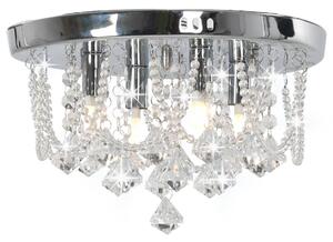 VidaXL Stropna svjetiljka s kristalnim perlama srebrna okrugla 4 x G9
