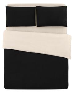 Crno-krem pamučna posteljina za bračni krevet/s produženom plahtom 200x220 cm - Mila Home