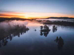Fotografija Aerial view - sunrise in the forest, Baac3nes
