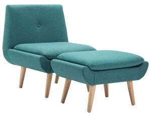 VidaXL Fotelja od tkanine s naslonom za noge zelena