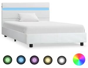 VidaXL Okvir za krevet od umjetne kože s LED svjetlom bijeli 90x200 cm