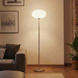 Lindby podna lampa Sonika, 175 cm, boja nikla, staklo, E27, Metalik, Dnevni boravak/blagovaonica, Metal