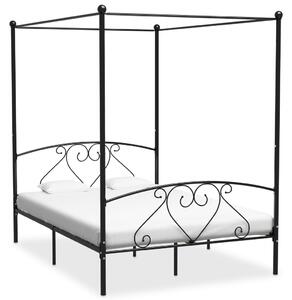 VidaXL Okvir za krevet s nadstrešnicom crni metalni 140 x 200 cm
