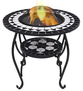 VidaXL Mozaični stolić s ognjištem crno-bijeli 68 cm keramički