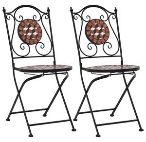 VidaXL Bistro stolice s mozaikom 2 kom smeđe keramičke