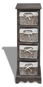 VidaXL Drveni stalak za pohranu s 4 pletene košare smeđi