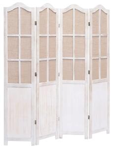 VidaXL Sobna pregrada s 4 panela od tkanine bijela 140 x 165 cm