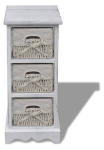 VidaXL 240796 Wooden Storage Rack 3 Weaving Baskets White