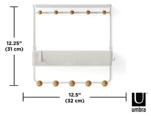 Bijela zidna vješalica od prirodnog metala s policom Estique - Umbra