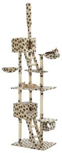 VidaXL Penjalica za mačke sa stupovima za grebanje od sisala 230 - 260 cm bež s uzorkom šapa
